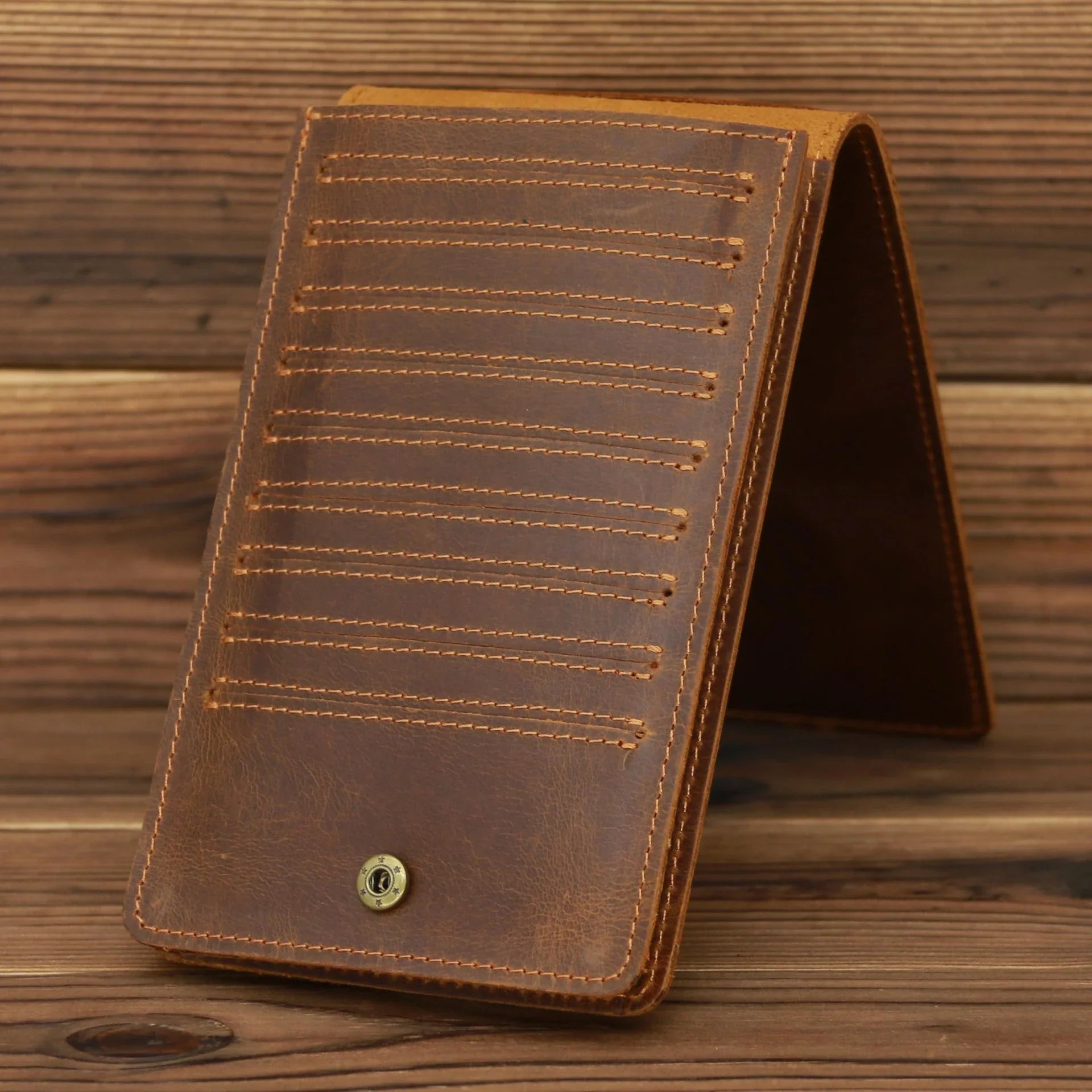Premium New Zealand leather phone bag with 18 card slots, cash compartment, and dedicated phone pocket