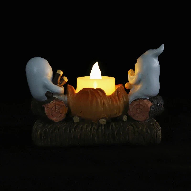 Flickering ghost campfire resin nightlight with realistic flame effect and spooky design