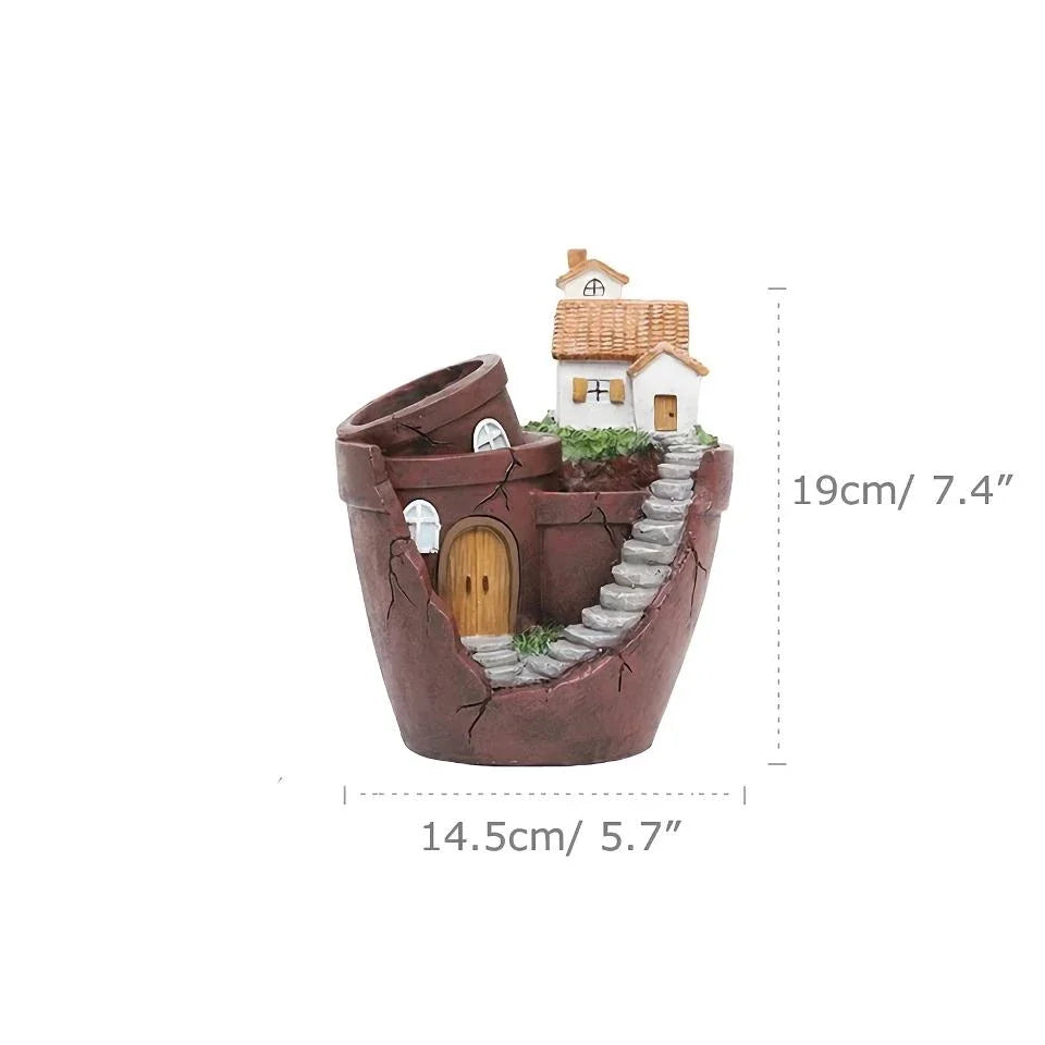 Charming Kiwi Farmhouse Resin Succulent Planter for Fairy Garden Home Decor