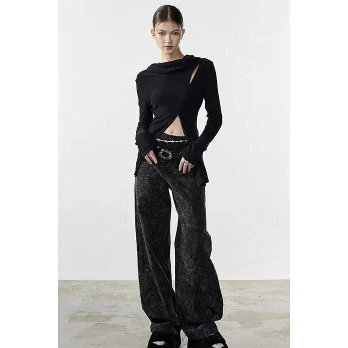 Stylish knitted pullover with elegant ruffled collar, perfect for keeping warm during New Zealand's autumn and winter seasons