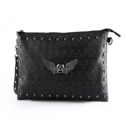 Stylish leather shoulder bag with skull design, perfect for Kiwi commuters and professionals