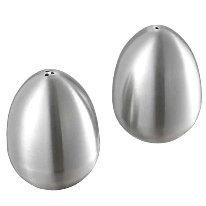 Trendha Egg-Shaped Stainless Steel Pepper and Salt Shaker Set in silver colour