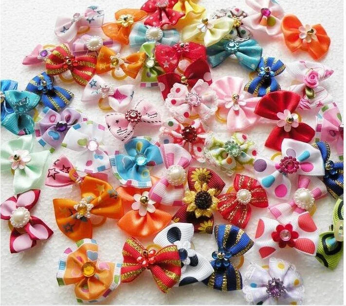Flower Hair Bows for Dogs in a variety of vibrant colours, designed to add a playful, Kiwi-inspired touch to your canine companion's look.