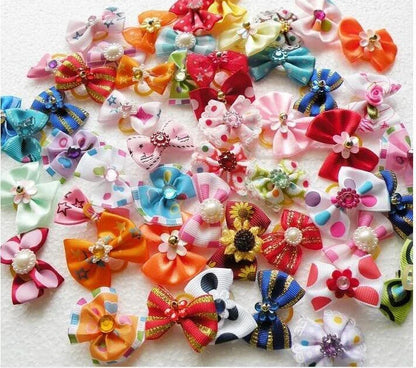 Flower Hair Bows for Dogs in a variety of vibrant colours, designed to add a playful, Kiwi-inspired touch to your canine companion's look.
