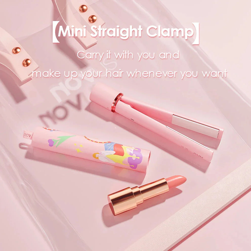 Versatile 2-in-1 Mini Ceramic Hair Styler for Straightening and Curling Hair