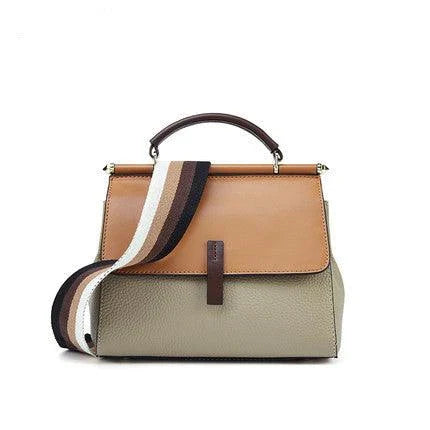 Stylish Stitching Bag: Premium Kiwi-made handbag with two-layer cowhide, stitching detail, and spacious, organized interior