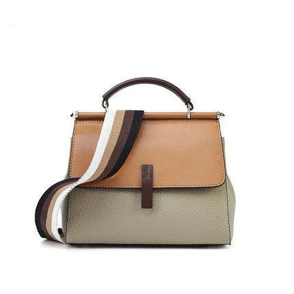 Stylish Stitching Bag: Premium Kiwi-made handbag with two-layer cowhide, stitching detail, and spacious, organized interior