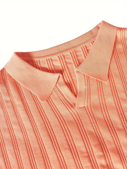 Premium Kiwi-made acrylic knitted tee in a vibrant orange-red hue, featuring a slim-fit design and classic short sleeves