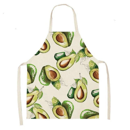 Avocado printed kitchen bib made from high-quality cotton, providing excellent protection and Kiwi-inspired style for Kiwi cooks and entertainers.