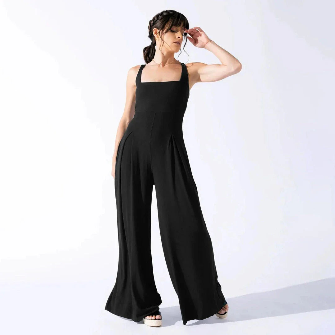 Sleeveless jumpsuit with wide-leg pants, designed for modern New Zealand women's summer style