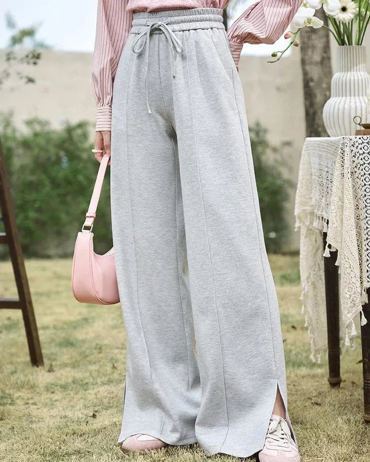 Stylish wide-leg casual pants with adjustable lace-up waist, designed for the modern Kiwi woman