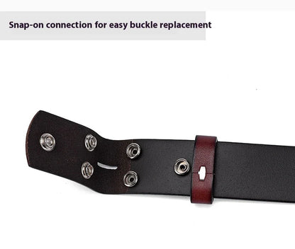 Stylish and durable leather belt with snap fastener, perfect for Kiwi business professionals and casual wear