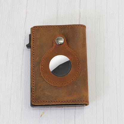 Automatic Leather Card Case with Anti-loss Feature - Compact, Secure, and Stylish Card Storage Solution