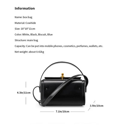 Timeless genuine leather small square shoulder bag in various colors - black, milk apricot, gray blue, and beige