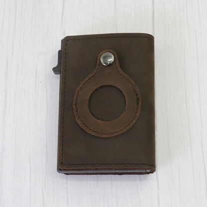 Automatic Leather Card Case with Anti-loss Feature - Compact, Secure, and Stylish Card Storage Solution