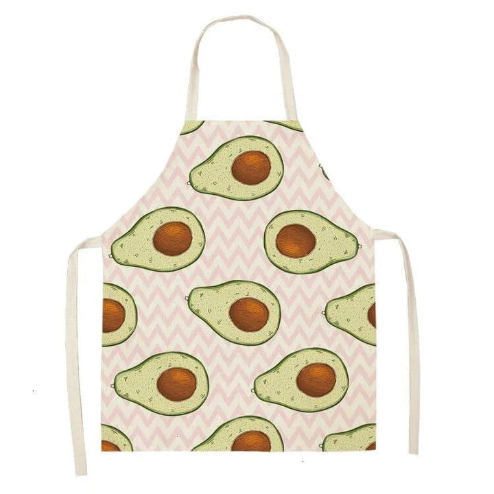 Avocado printed kitchen bib made from high-quality cotton, providing excellent protection and Kiwi-inspired style for Kiwi cooks and entertainers.