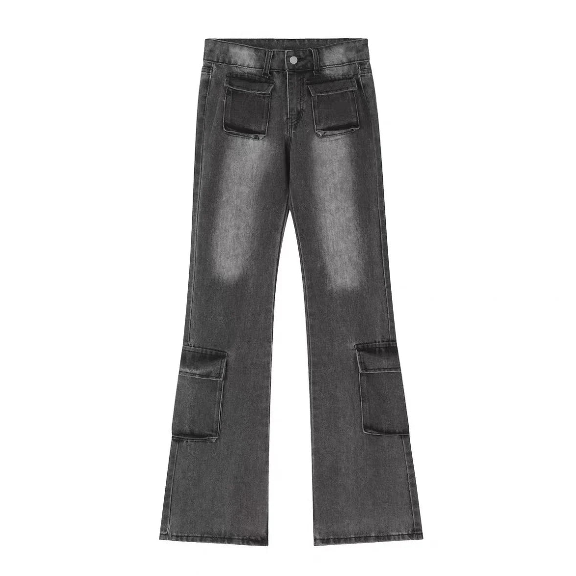 Sustainable, loose-fitting men's denim jeans in classic black and blue colours with modern stitching details