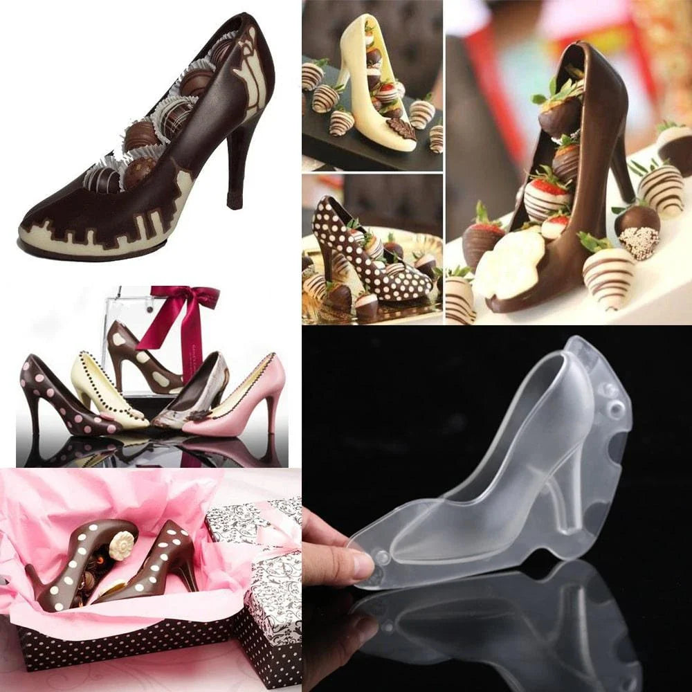 Shoe-shaped eco-friendly plastic chocolate mould in various colours