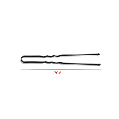 50-pack of black plated U-shaped hairpins for Kiwi hairstyles