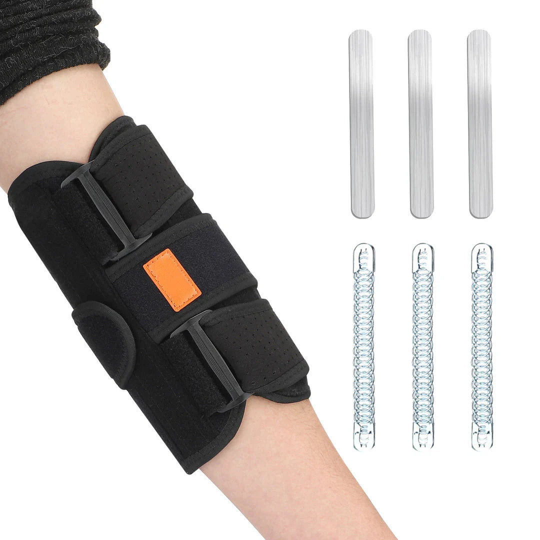 Supportive elbow brace with aluminum strips for active lifestyles, perfect for Kiwi athletes and fitness enthusiasts