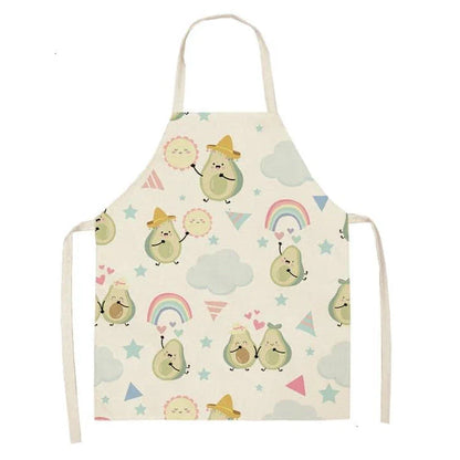 Avocado printed kitchen bib made from high-quality cotton, providing excellent protection and Kiwi-inspired style for Kiwi cooks and entertainers.