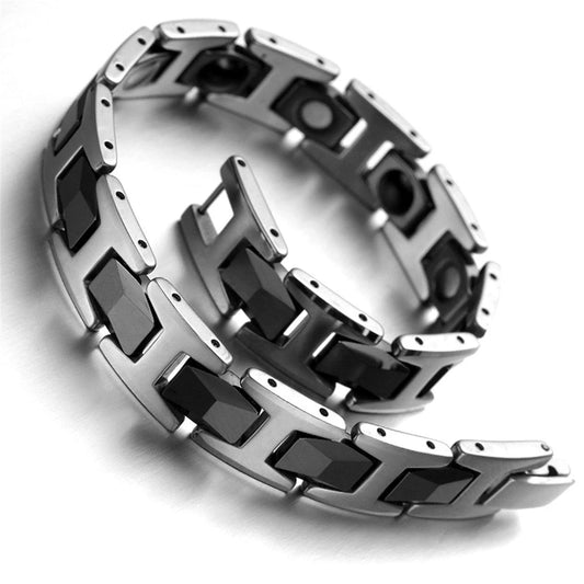 A sleek and stylish Tungsten Steel Bracelet, a premium accessory with a contemporary geometric design that complements any Kiwi outfit.