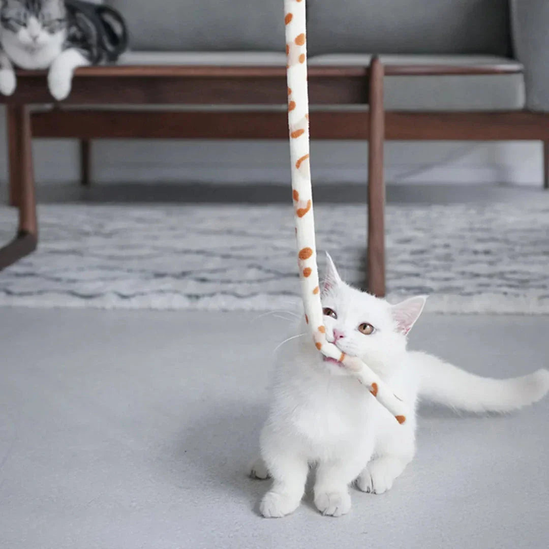 Premium suede cat wand toy with lifelike 55cm snake teaser, designed to stimulate your feline's natural hunting instincts and promote active playtime