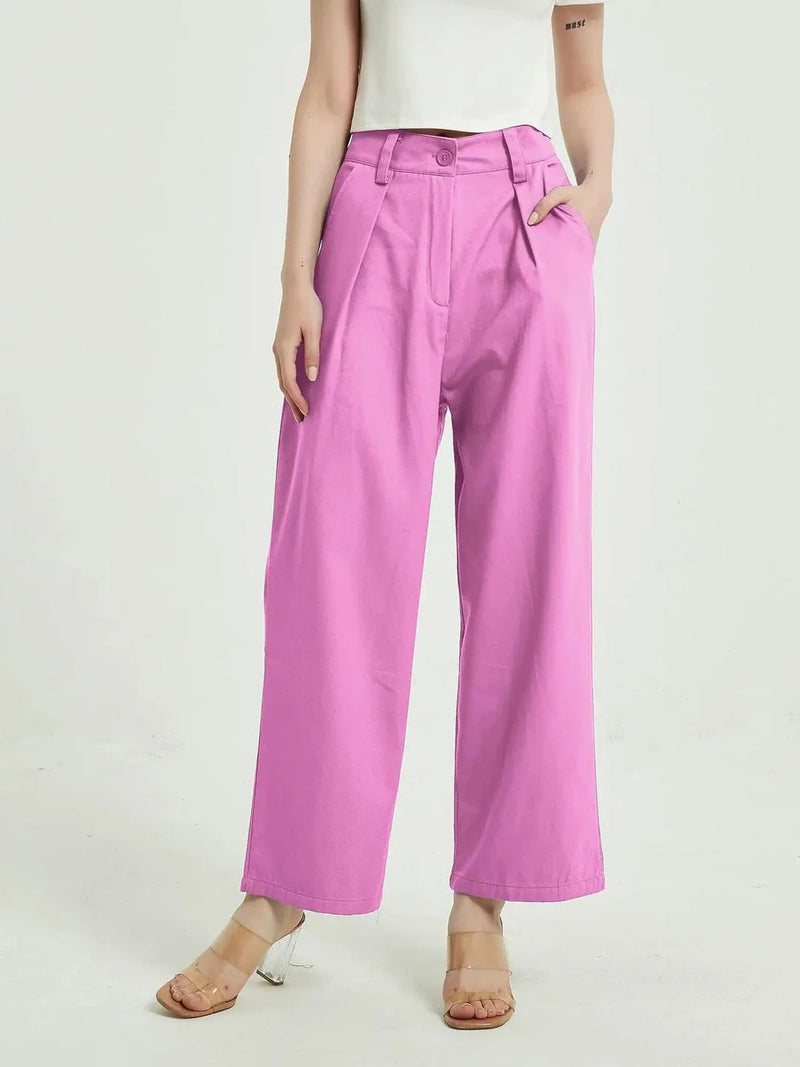Shopfluxpro NZ Stylish High-Waist Wide-Leg Trousers - Perfect for Every Kiwi Occasion