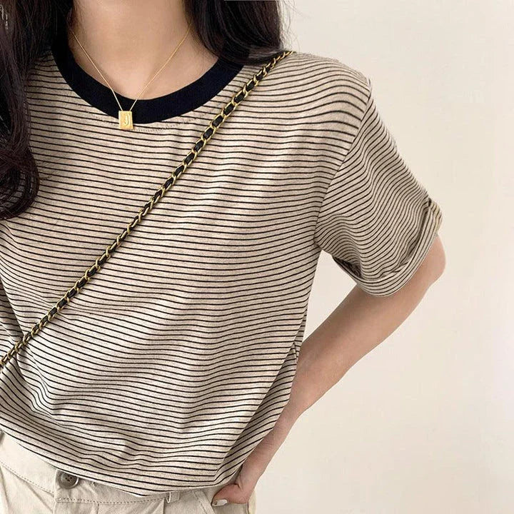 Stylish Kiwi Pullover - Soft, Breathable Cotton Turtleneck Shirt with Striped Pattern