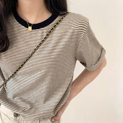 Stylish Kiwi Pullover - Soft, Breathable Cotton Turtleneck Shirt with Striped Pattern