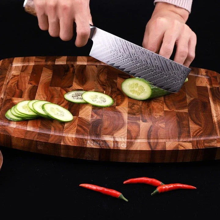 Premium Acacia Cutting Board crafted in New Zealand, featuring a smooth, non-porous surface and natural antibacterial properties for easy, hygienic food preparation.