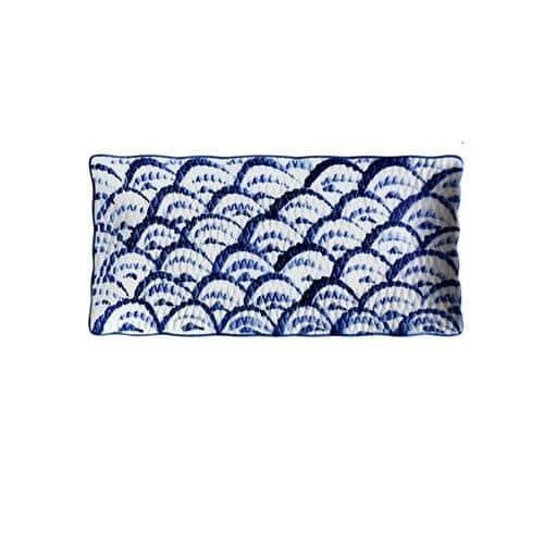 Beautifully crafted Japanese-inspired ceramic plate with a blue and orange glazed finish, perfect for Kiwi homes