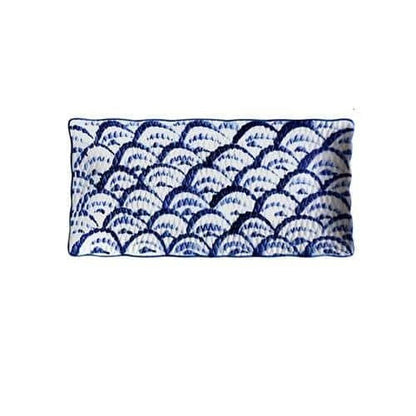 Beautifully crafted Japanese-inspired ceramic plate with a blue and orange glazed finish, perfect for Kiwi homes