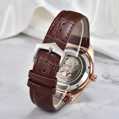 Trendha Automatic Watch in black, featuring a stainless steel case, mineral crystal, and smooth automatic movement for everyday wear.