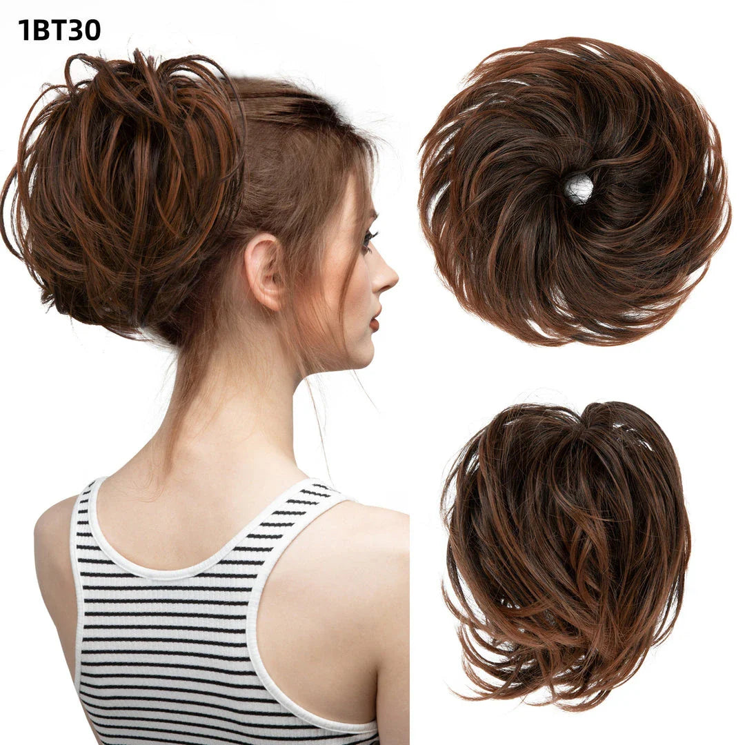 Fluffy and natural-looking hair bun made from premium domestic silk for easy, effortless updos