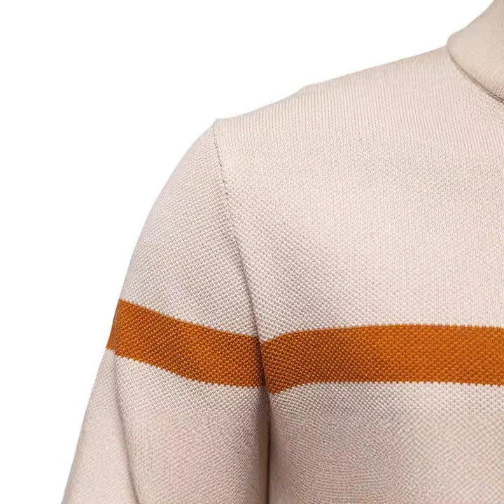 A stylish, slim-fit sweater in a modern colour-blocking design of Lake Green, White, and Grey, made with premium cotton for exceptional comfort and New Zealand casual style.