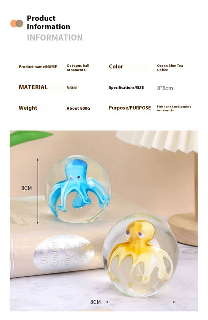 Handcrafted glass octopus windshield washer fluid ornament in ocean blue and tea brown colours, made in New Zealand