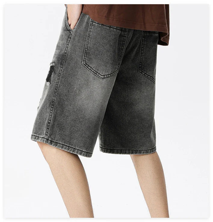 Sustainable Kiwi-made denim shorts in a classic straight-leg silhouette with a vintage wash