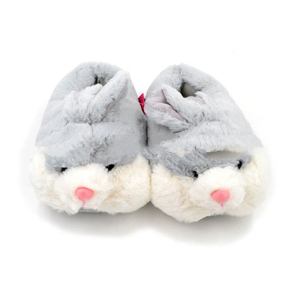 Pair of plush rabbit-inspired home slippers in various colors, perfect for keeping feet warm during New Zealand winters