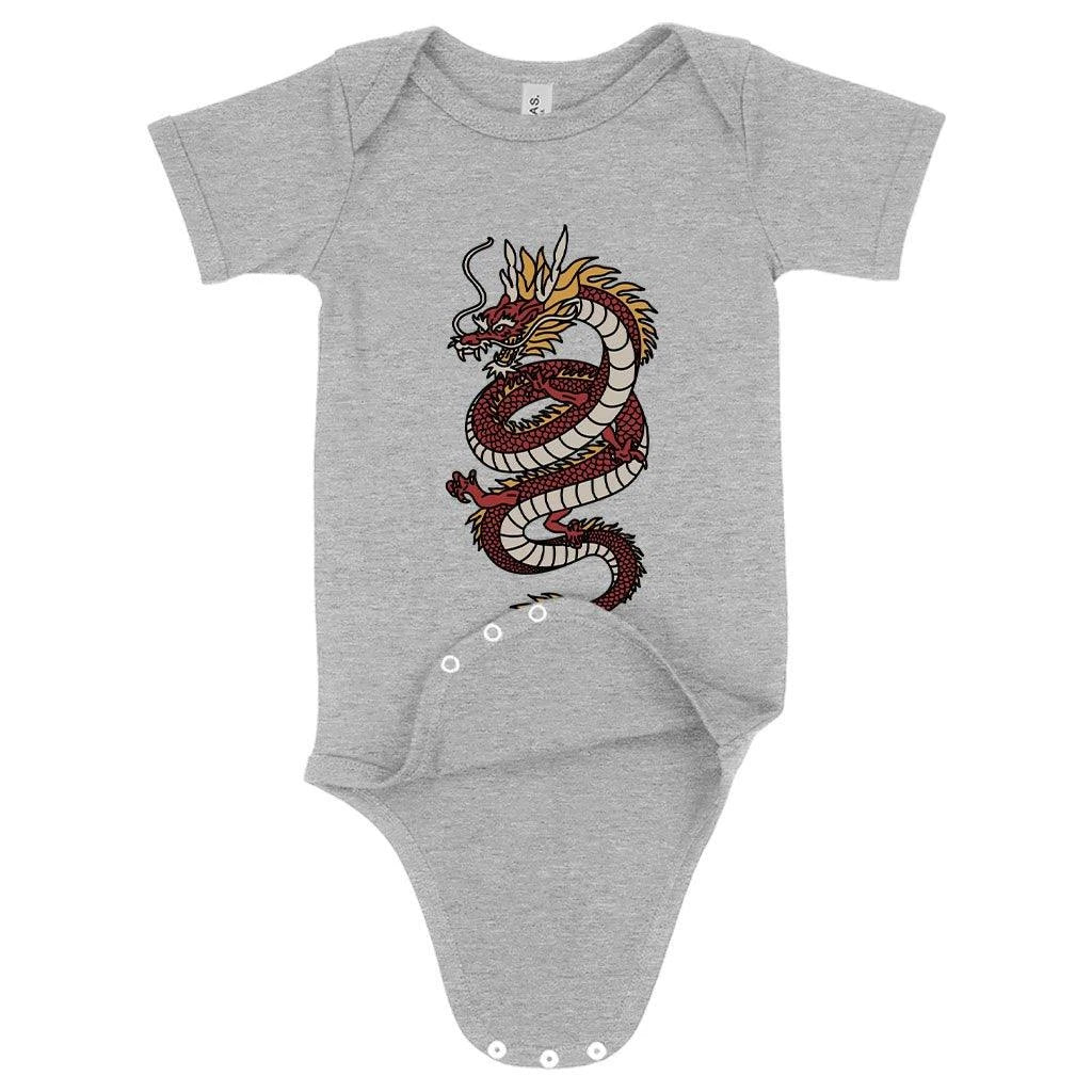 Cuddly baby dragon onesie with a flexible fit and easy-change design, made with premium Airlume cotton blend