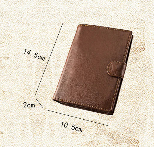 Men's Handmade Premium Leather Wallet with Vertical Design in Black or Brown