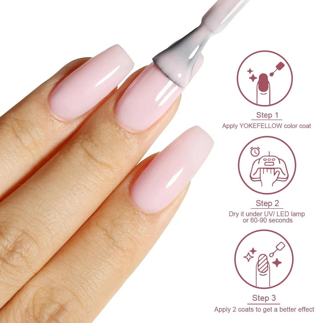 Trendha Jelly Nude Gel Nail Polish in Light Pink, a sheer, buildable formula for a natural, flawless look