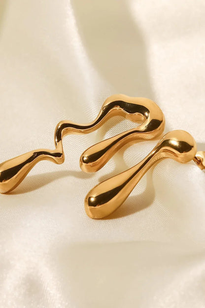 18K gold plated geometric mismatched earrings with a captivating design and durable titanium steel construction