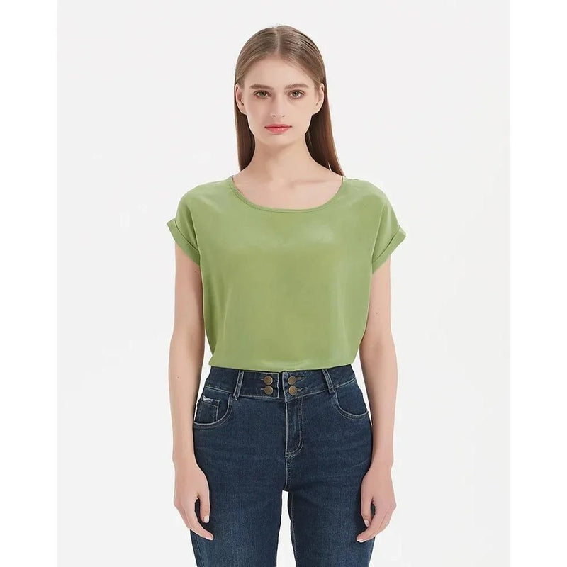 Shopfluxpro NZ Stylish 100% Mulberry Silk Tee with Batwing Sleeves