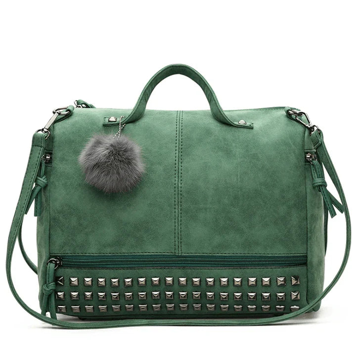 Stylish autumn pillow bag in matte PU leather with rivet detailing, ideal for Kiwi women's fashion