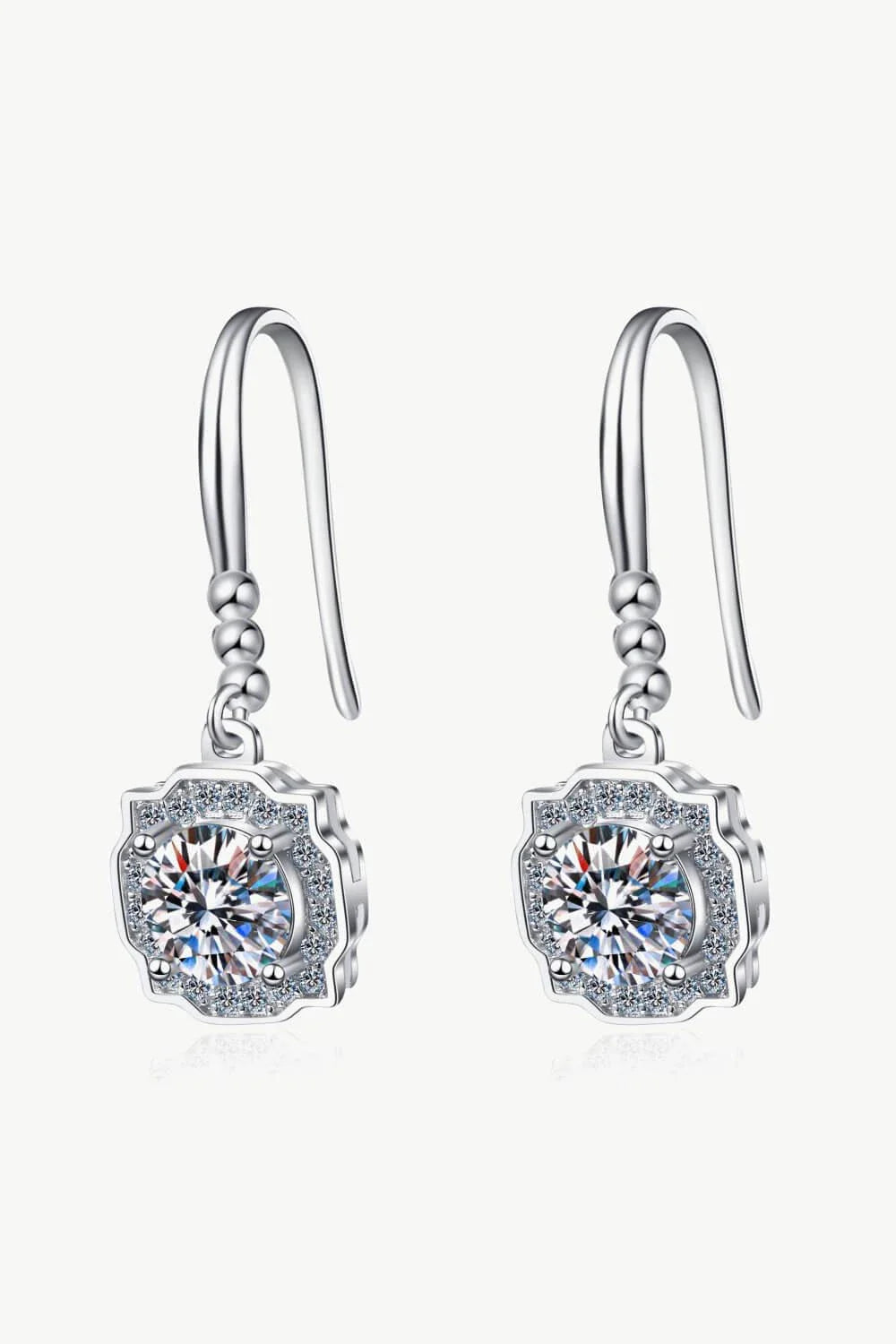 Pair of 925 Sterling Silver Moissanite Hook Earrings with Zircon Accents