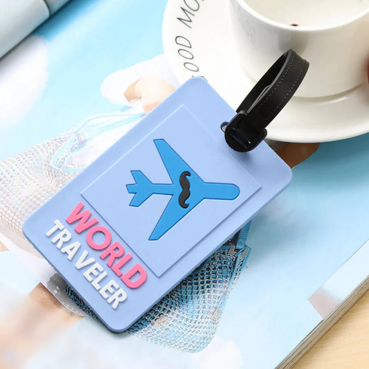 Vibrant purple plane-themed luggage tags with a playful design, perfect for New Zealand travellers