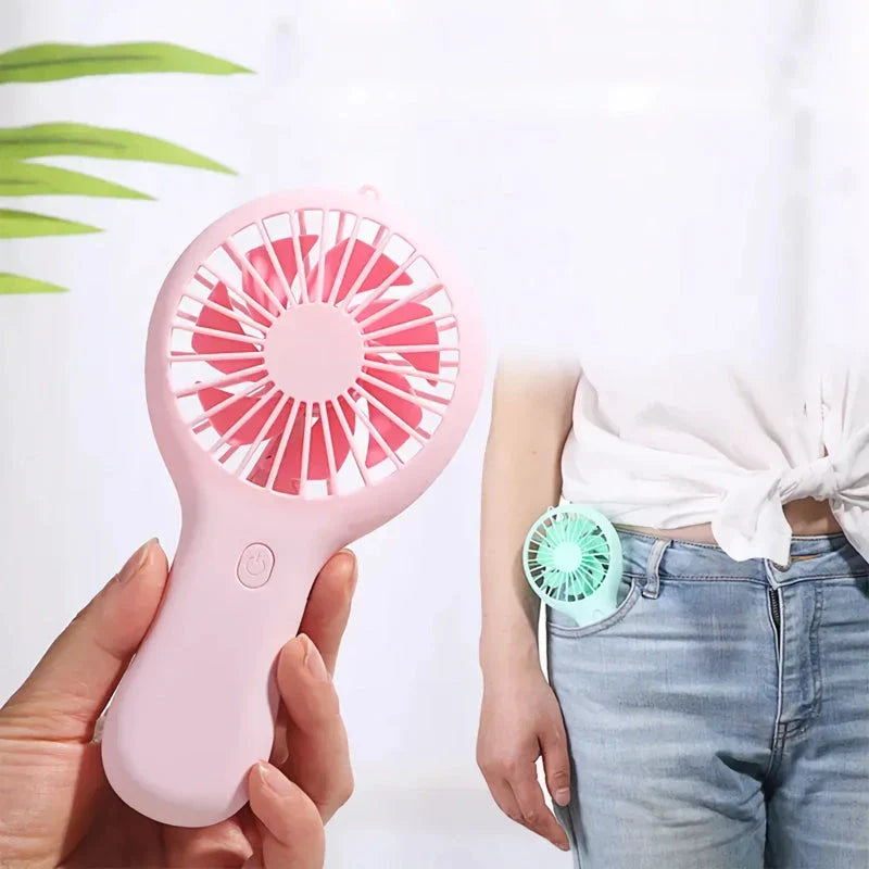 Compact 800mAh Rechargeable Portable Hand Fan in blue colour, perfect for staying cool in the New Zealand summer heat.