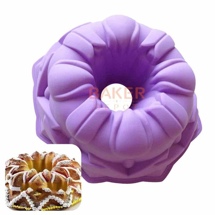 Flower-shaped silicone cake molds in vibrant colors, perfect for baking unique and eye-catching treats in New Zealand