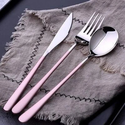 Premium Kiwi-designed portable cutlery set made of durable stainless steel in elegant gold, silver, pink, or white finishes